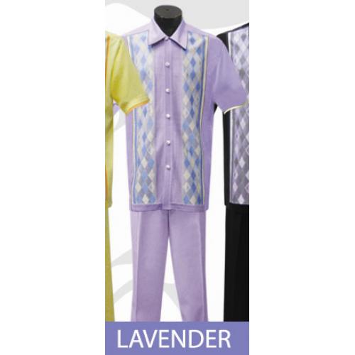 Silversilk Lavender Button Front 2 PC Knitted Silk Blend Outfit #3083